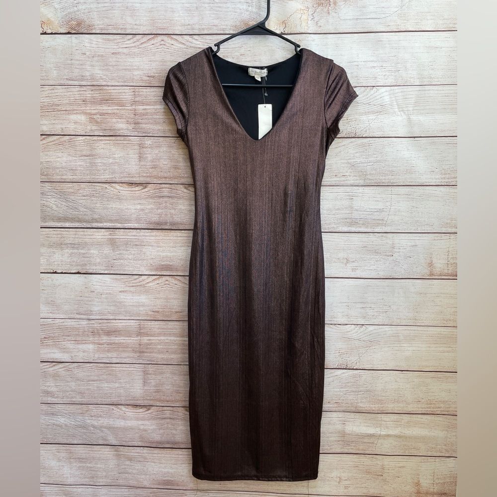 NEW WITH TAGS SEE YOU MONDAY L.A. BODY CON METALLIC DRESS